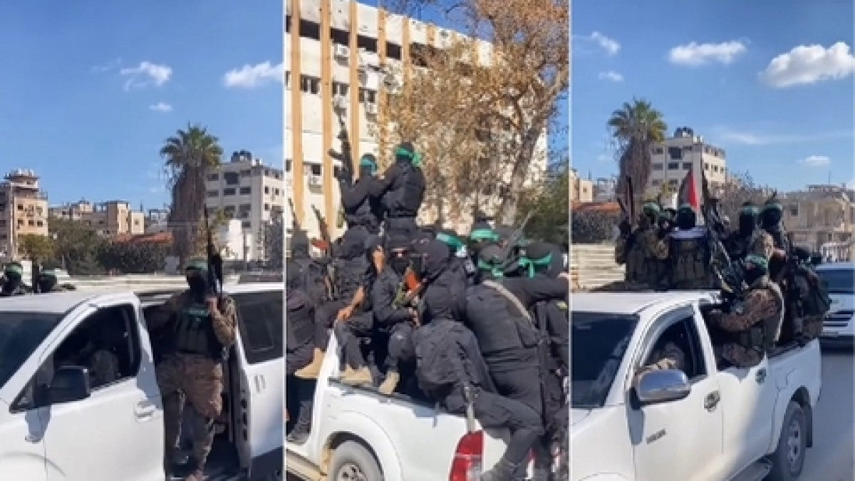حسابات إسرائيلية تداول مقطعاً لموكب عسكري بغزة وتربطه بمفاوضات نزع السلاح